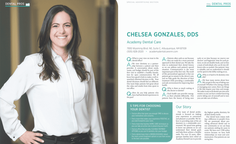 Dr. Chelsea Gonazales in Albuquerque the Magazine